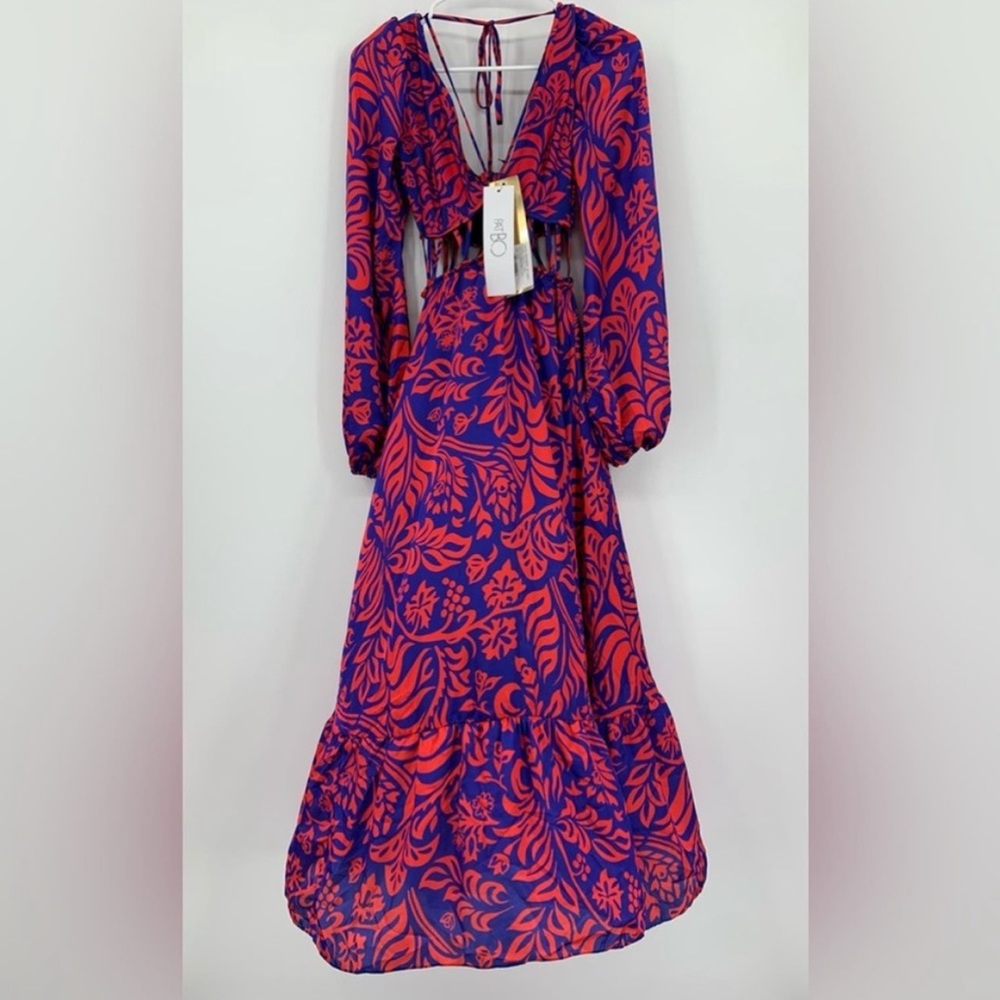 Patbo Pua Long Sleeve Beach Dress in Lobster Cobalt